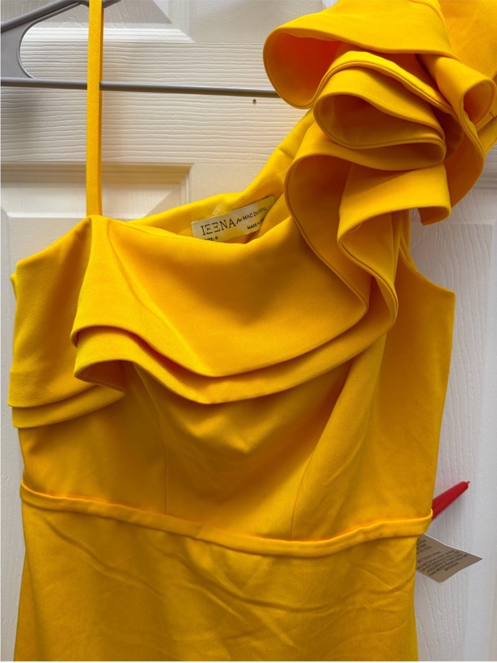 MacDuggal 🌹Yellow One-Shoulder Ruffle Mini Dress - Picture 5 of 9